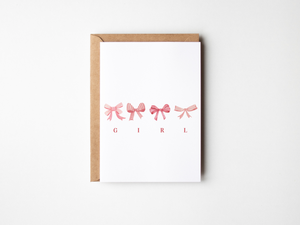 Pink Bows Baby Shower Card