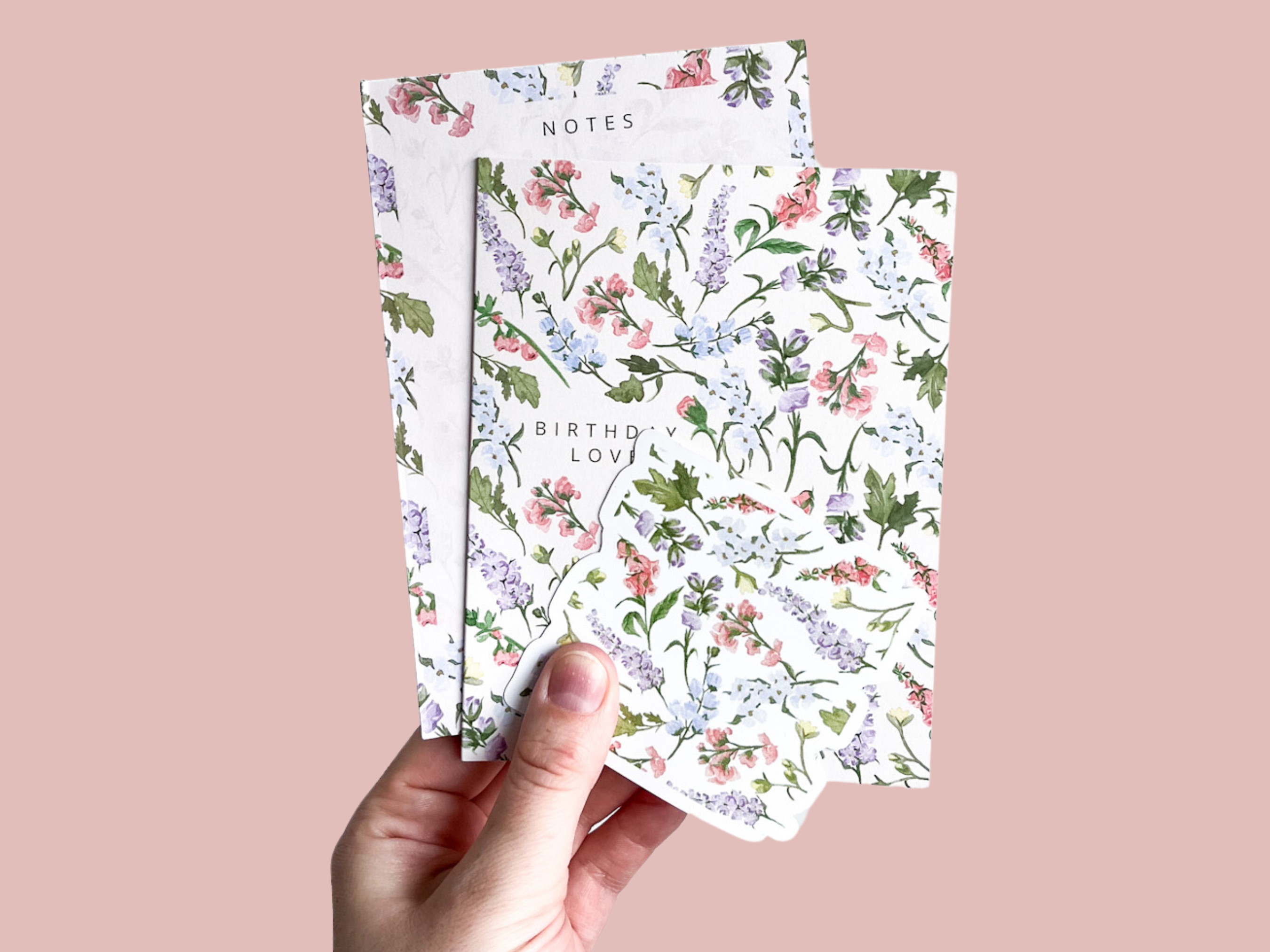 Wildflower Birthday Card, Notepad and Sticker Bundle