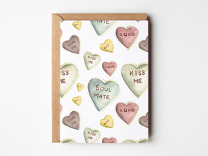 Candy Hearts Greeting Card