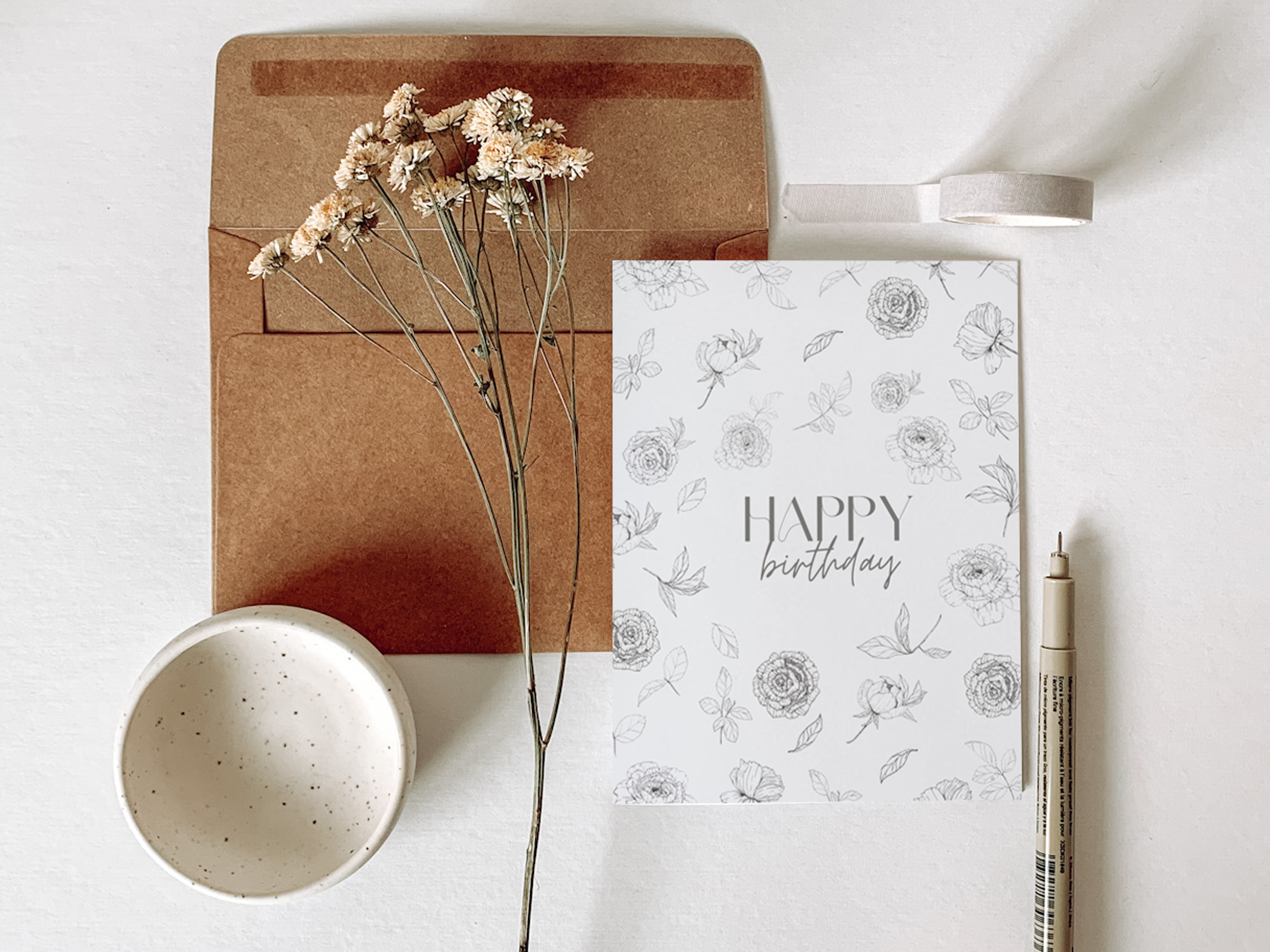 Floral Happy Birthday Greeting Card